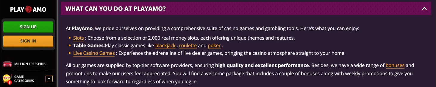 Funktionsweise des Playamo Casinos